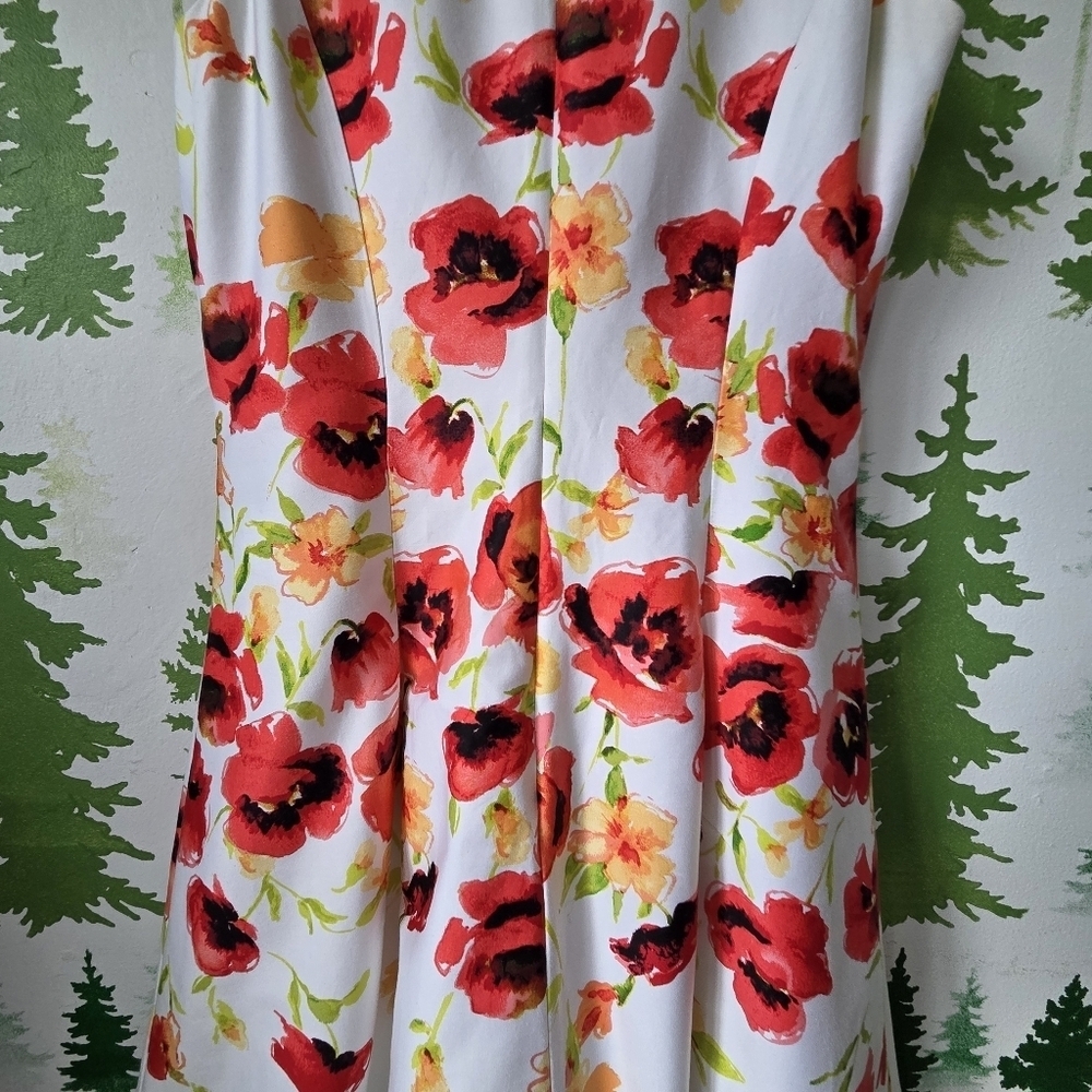 Ralph Lauren Sleeveless Dress - White with Red and Orange Floral Accents - Picture 4 of 9